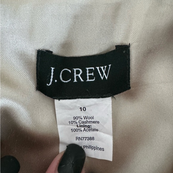 J Crew Mirabelle Top Coat Brown Tan Italian Wool Cashmere Blend Size 10 - Picture 4 of 4